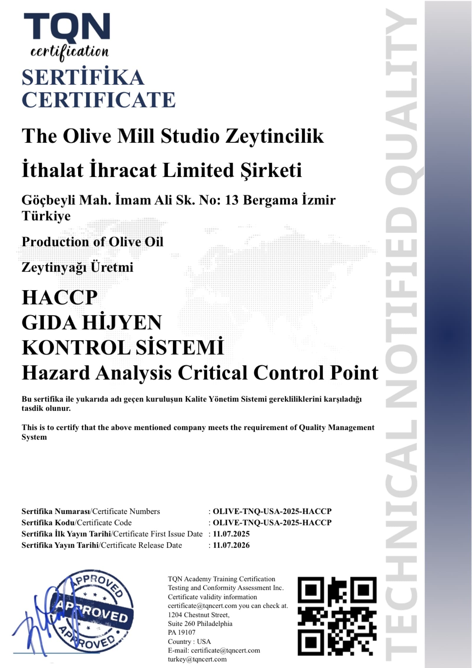 HACCP — Hazard Analysis & Critical Control Points